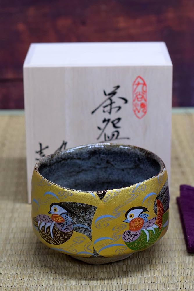 私の作った　国旗の茶碗　黒　日本　アメリカ　インド　抹茶茶碗　陶芸 茶道具 抹茶茶碗 美濃焼 黒金刷毛